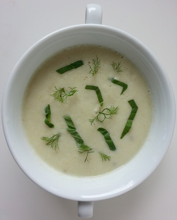 Cream of Fennel Soup with Basil & Parmigiano