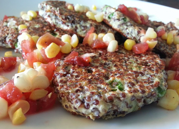 Ricotta-Quinoa Cakes with Summery Tomato-Corn Salsa