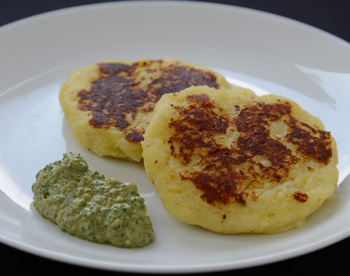 Potato Pancakes with Ricotta-Basil Pesto